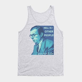 Jean-Paul Sartre Portrait and Quote Tank Top